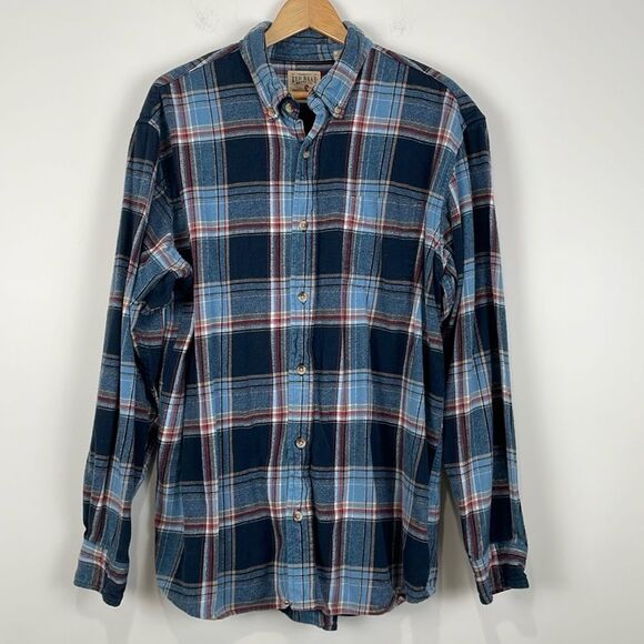 RedHead Men’s Flannel Button Down Shirt XL Blue Plaid Cotton Fall Weather - Picture 1 of 8